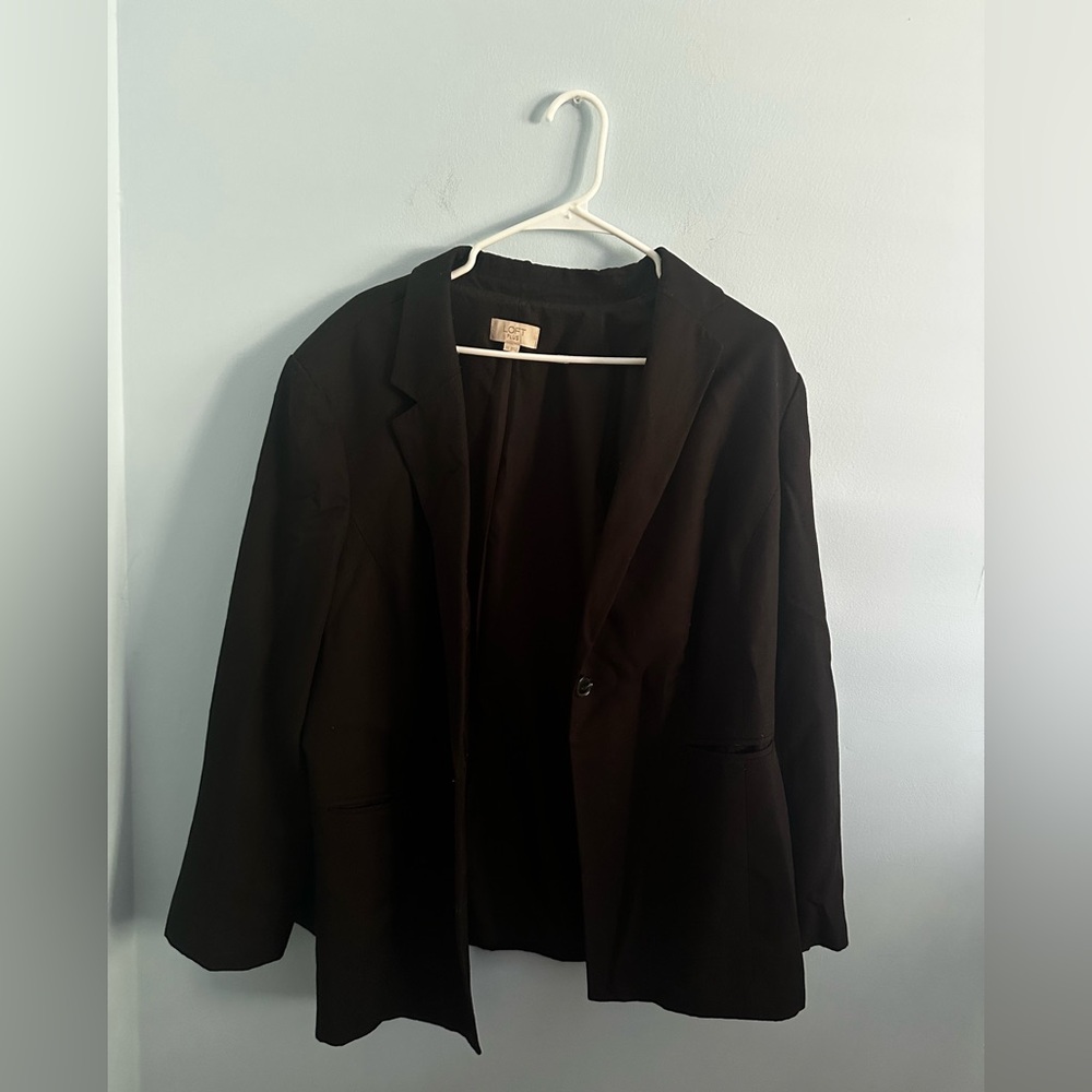 Loft Plus One Button Closure Jacket Black Size 20 - image 1